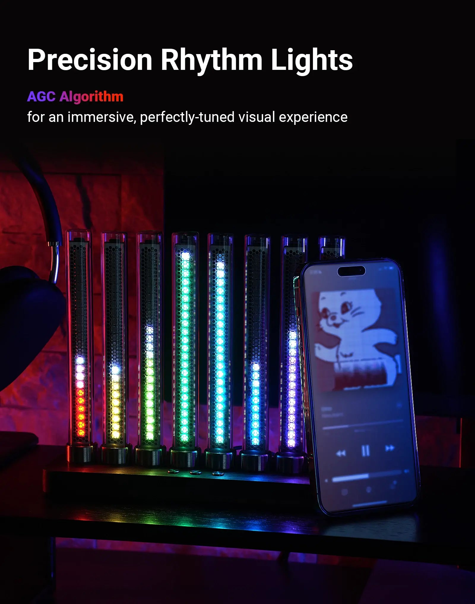 Nixie RGB Music Spectrum Light Bar with Ambient Lighting for Gaming Setup