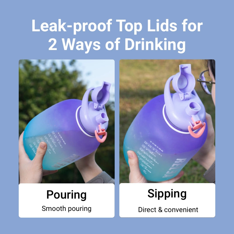 Leak-proof Top Lids for 2 Ways of Drinking 1: Pouring 2: Smooth pouring 3: Sipping 4: Direct & convenient