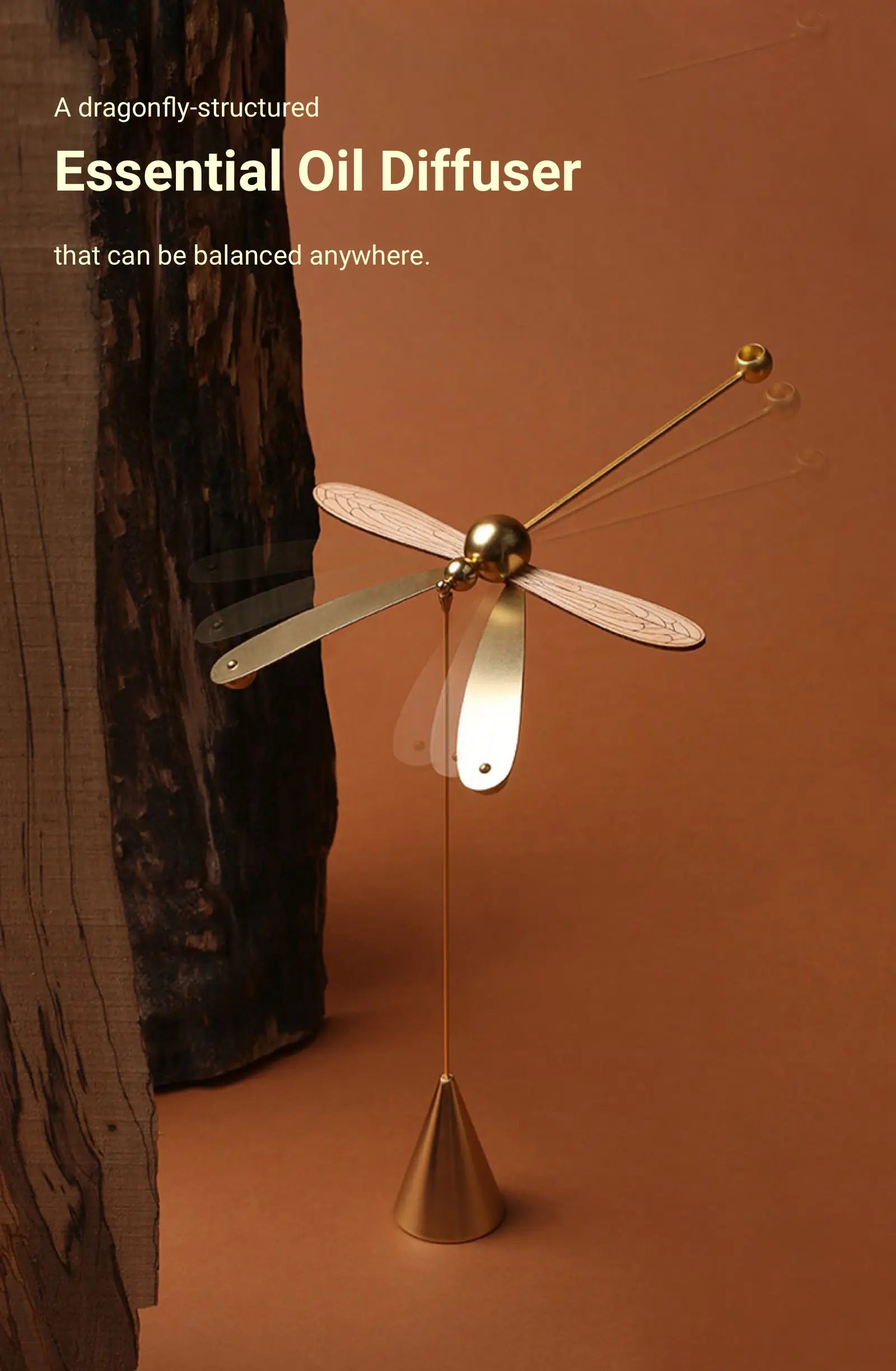A dragonfly-structured Essential Oil Diffuser that can be balanced anywhere.