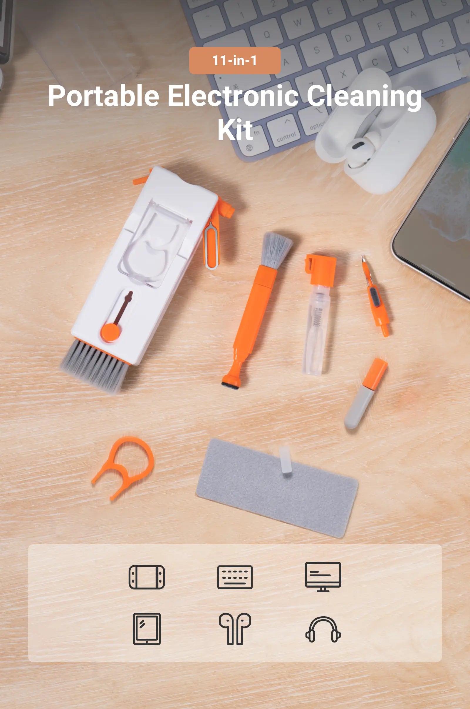 مجموعة تنظيف الأجهزة الإلكترونية المحمولة 11 في 1