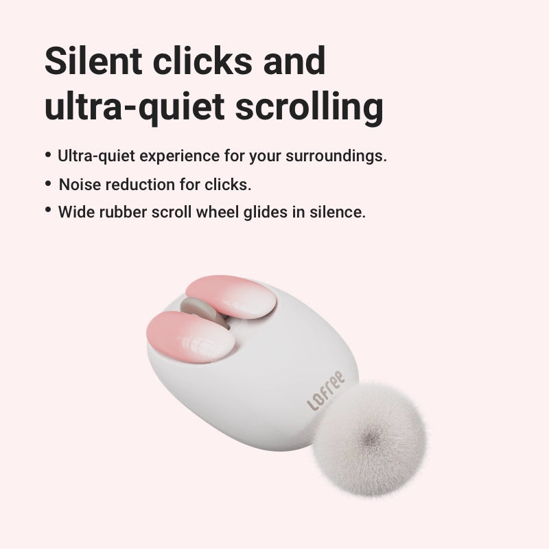 Silent clicks and ultra-quiet scrolling Ultra-quiet experience for your surroundings. Noise reduction for clicks. Wide rubber scroll wheel glides in silence.