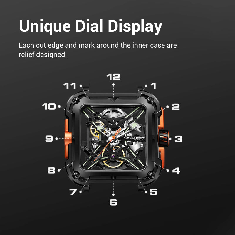 Unique Dial Display  Each cut edge and mark around the inner case are relief designed.