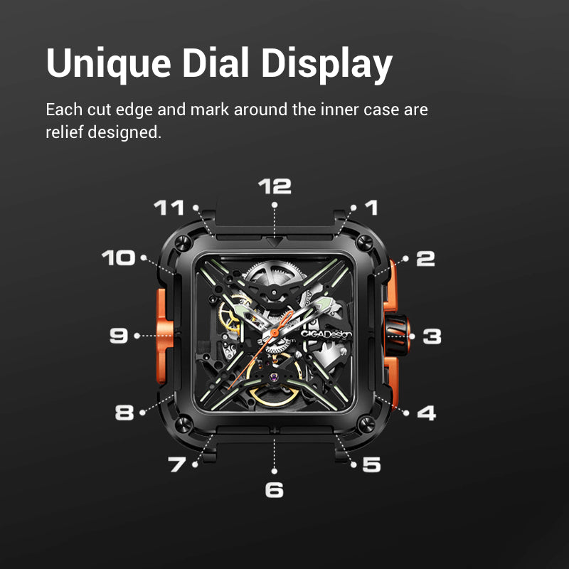 Unique Dial Display Each cut edge and mark around the inner case are relief designed.