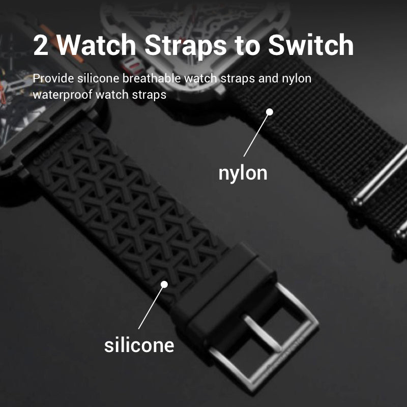 2 Watch Straps to Switch   Provide silicone breathable watch straps and nylon waterproof watch straps