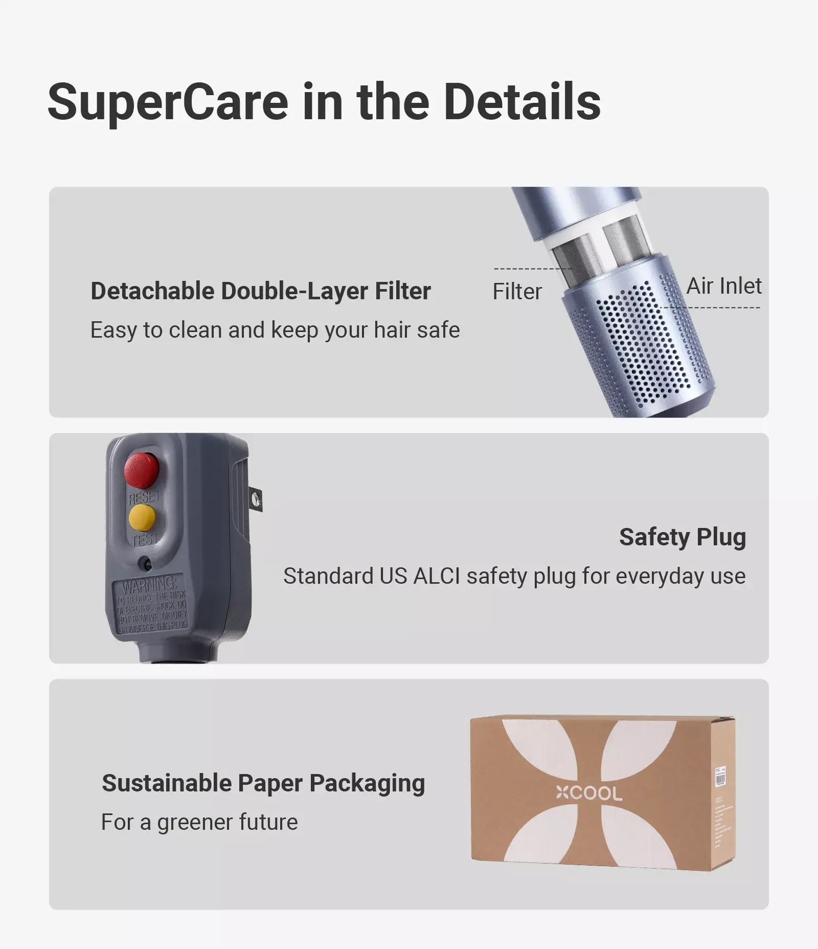 xCool SuperCare 2-in-1 Quiet, Portable Ion Hair Dryer