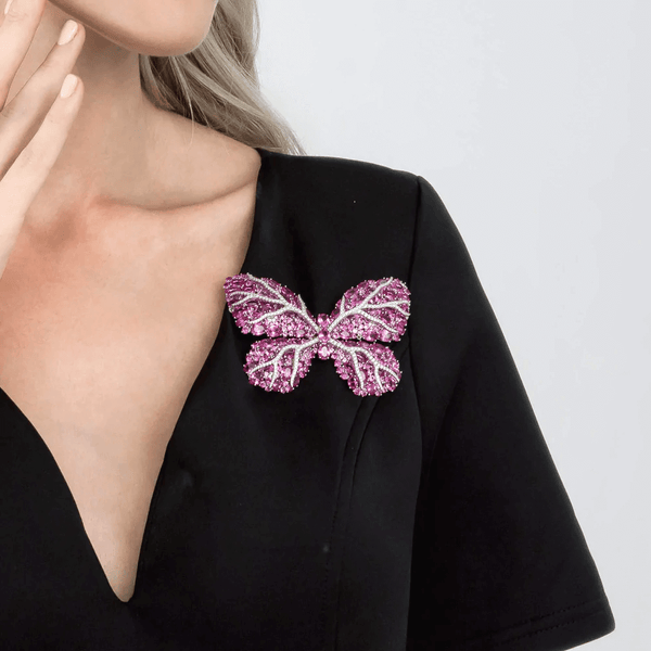 Butterfly Silhouette Pigeon Blood Ruby Ring&Brooch