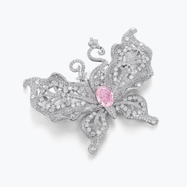 Dissoo® Butterfly Silhouette Ring & Brooch with 7.5ct Pink Primary Gemstone
