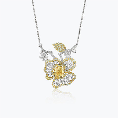Dissoo® Yellow & White Floral Cluster Luxury Cocktail Necklace