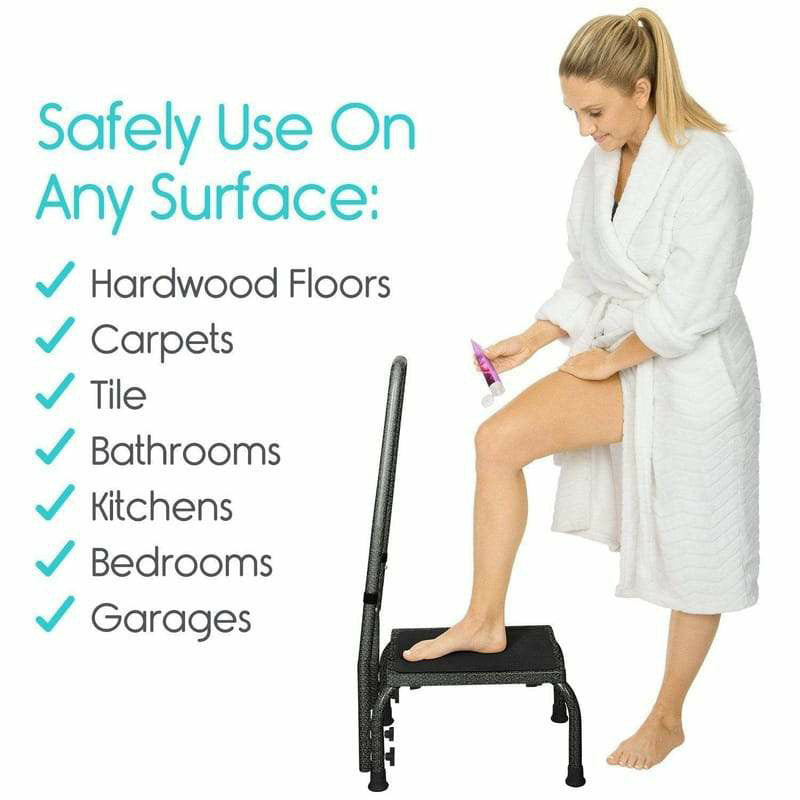 Vive Health Step Stool with Handrail - Black