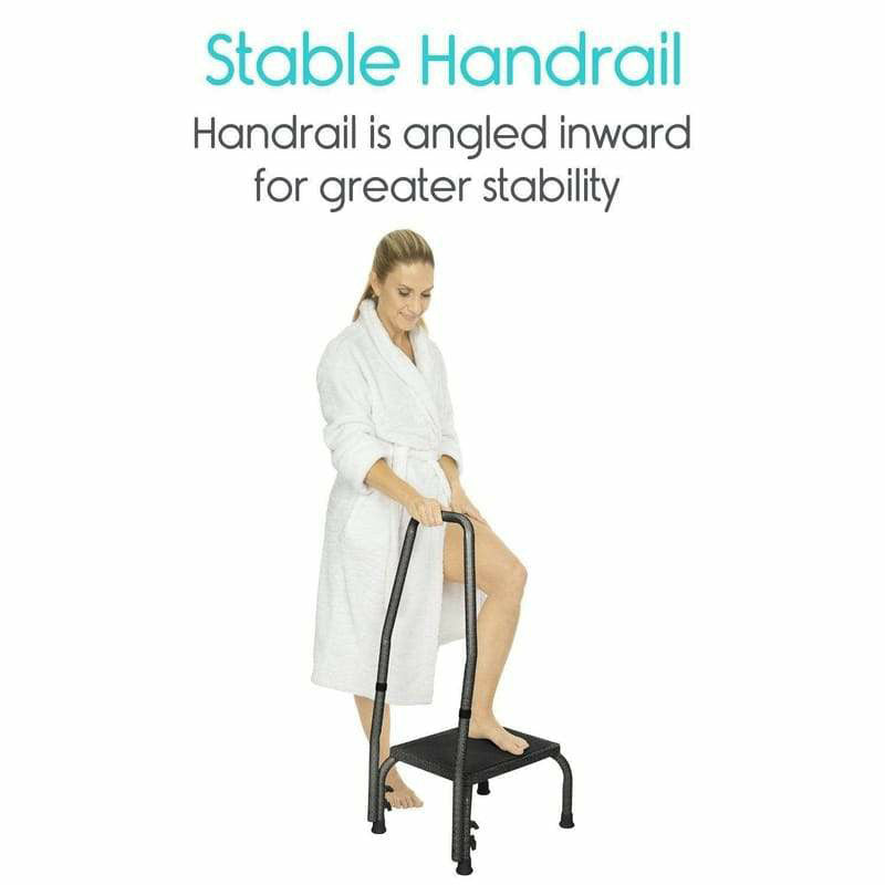 Vive Health Step Stool with Handrail - Black