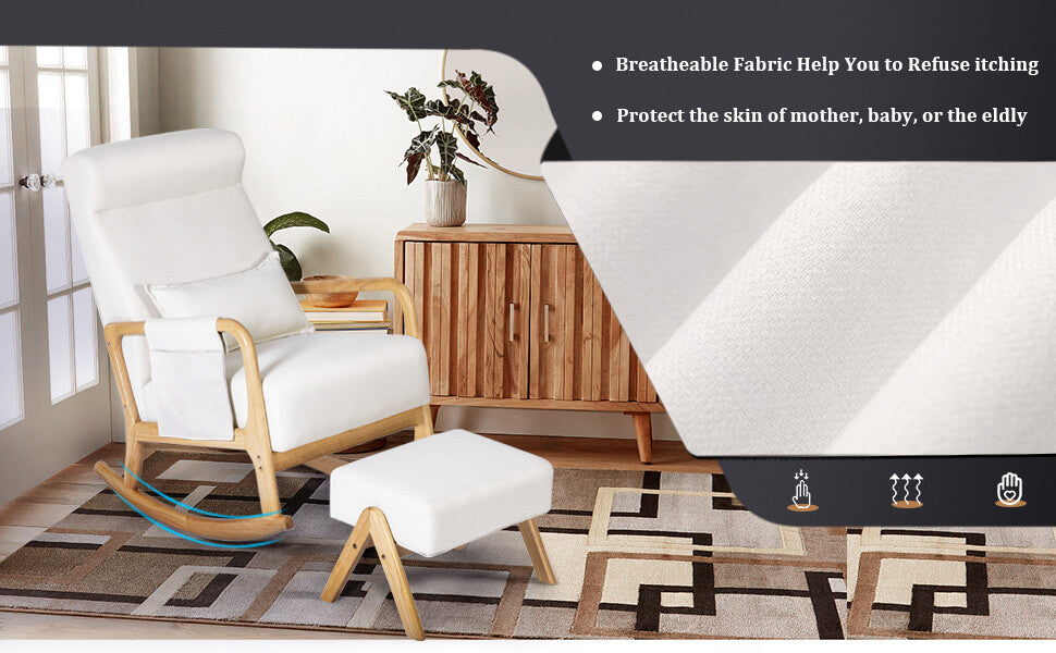 Noblemood Big And Tall Rocking Chair NOBLEMOOD Upholstered Rocking