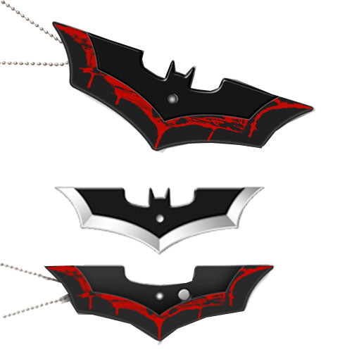 Black Batman Batarang Shape Dark Knight Steel Knife Necklace