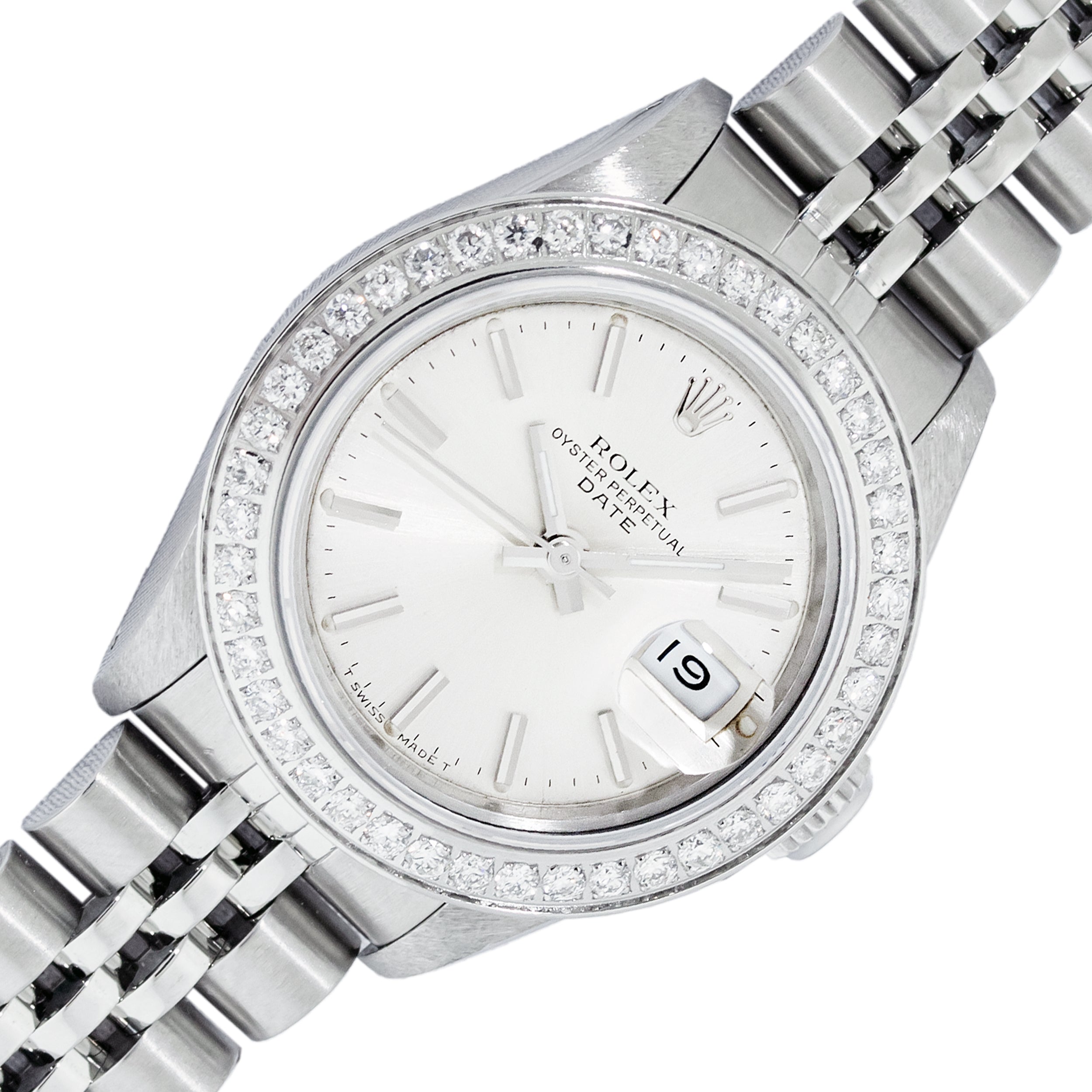 Rolex Lady Datejust Watch Silver Index Dial Stainless Steel Diamond Bezel Watch