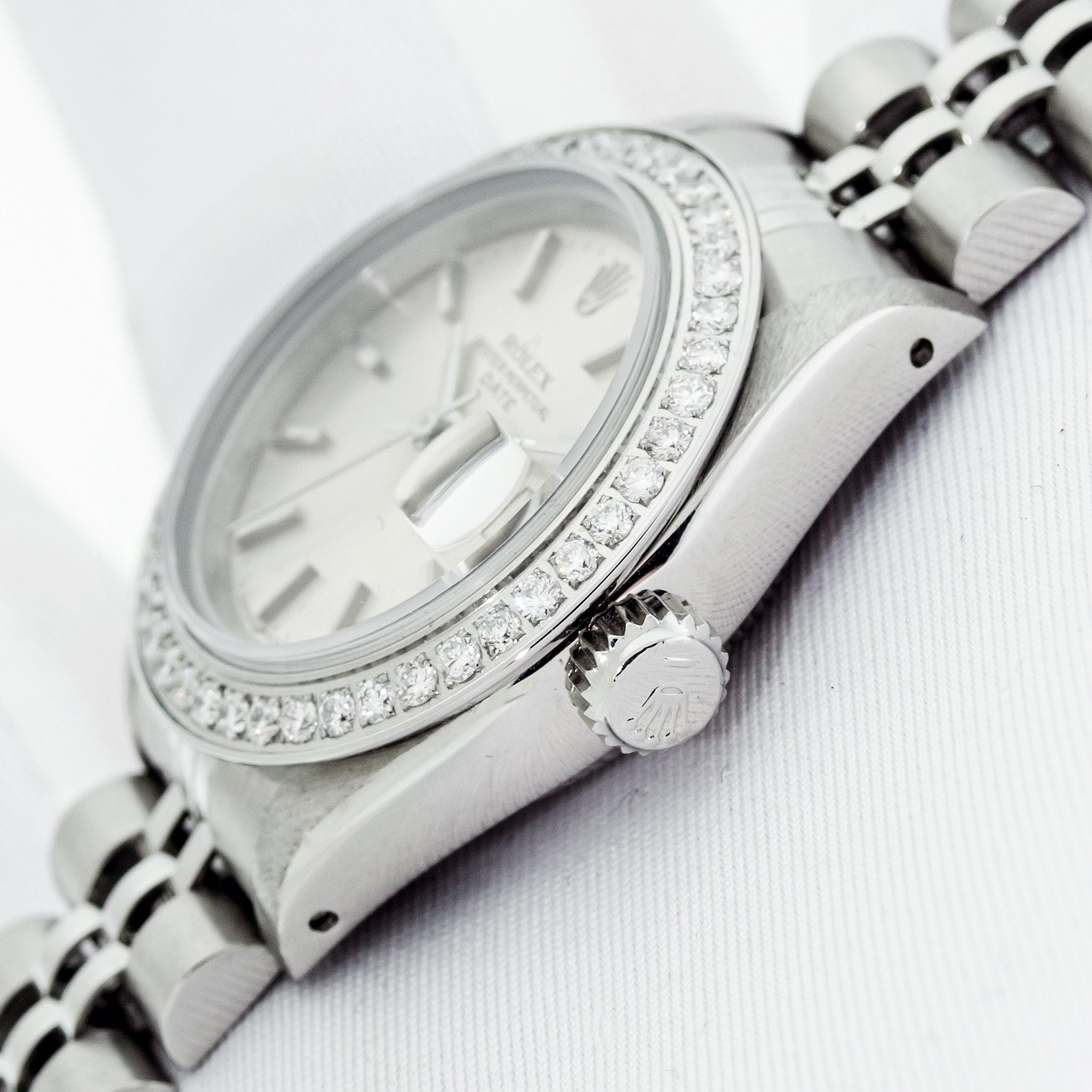 Rolex Lady Datejust Watch Silver Index Dial Stainless Steel Diamond Bezel Watch