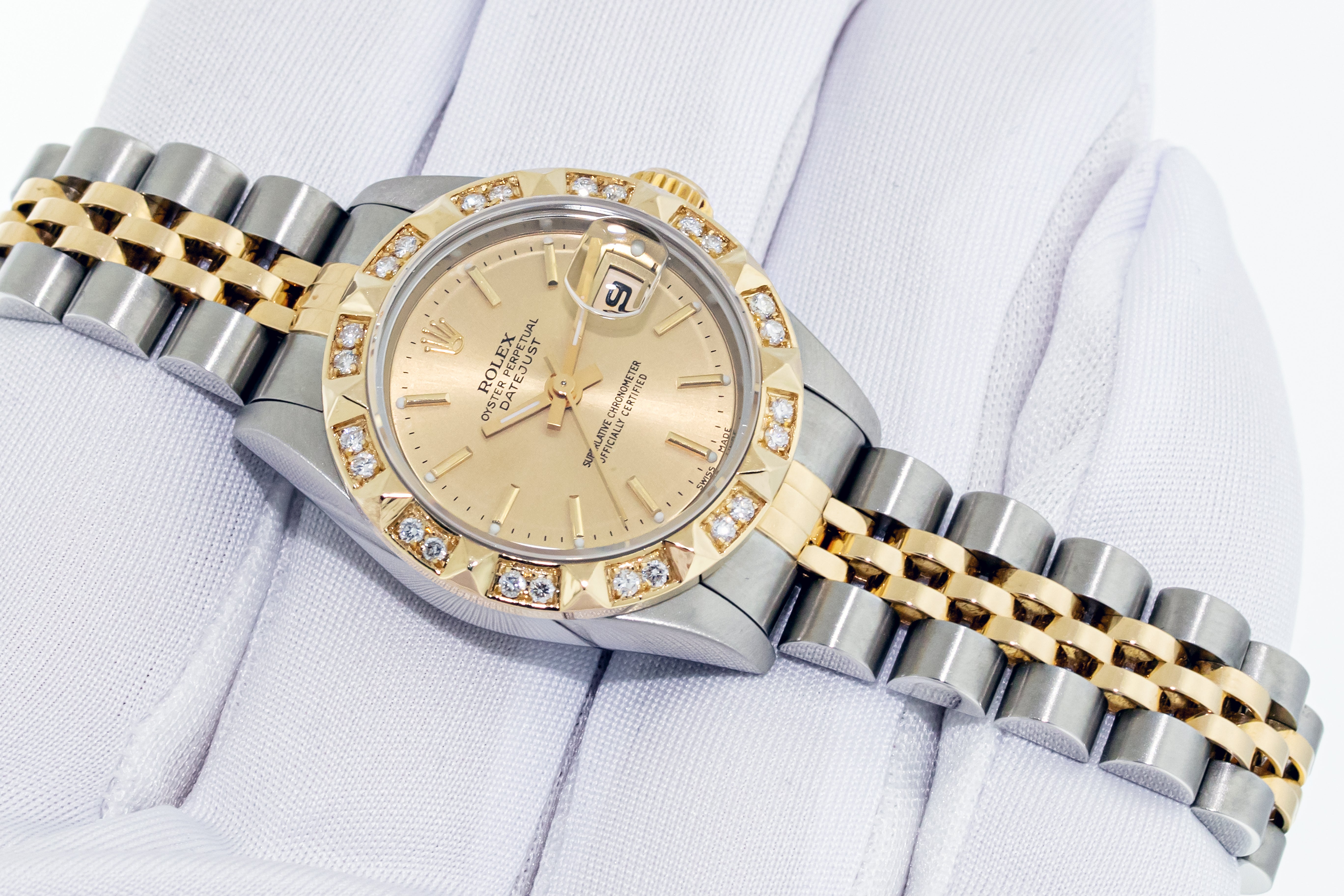Rolex Lady Datejust Watch 79173 Steel and 18K Gold Champagne Diamond Bezel Watch