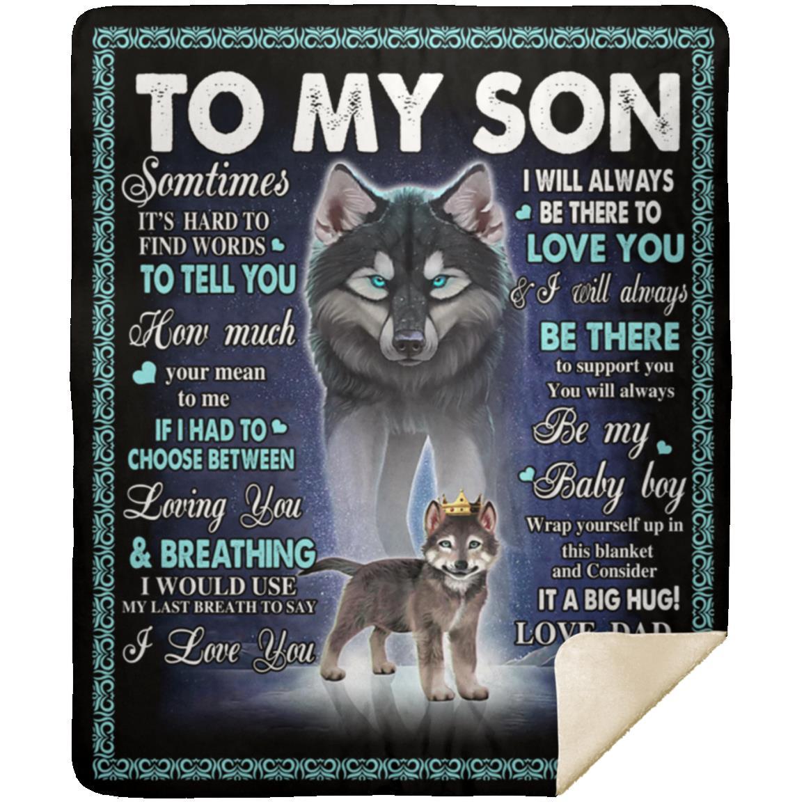 Wolf & Pup Blanket 50x60 | To Son | From Dad