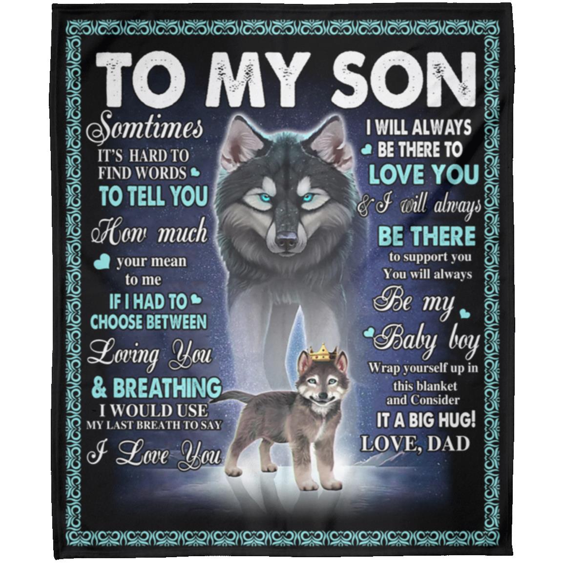 Wolf & Pup Blanket 50x60 | To Son | From Dad