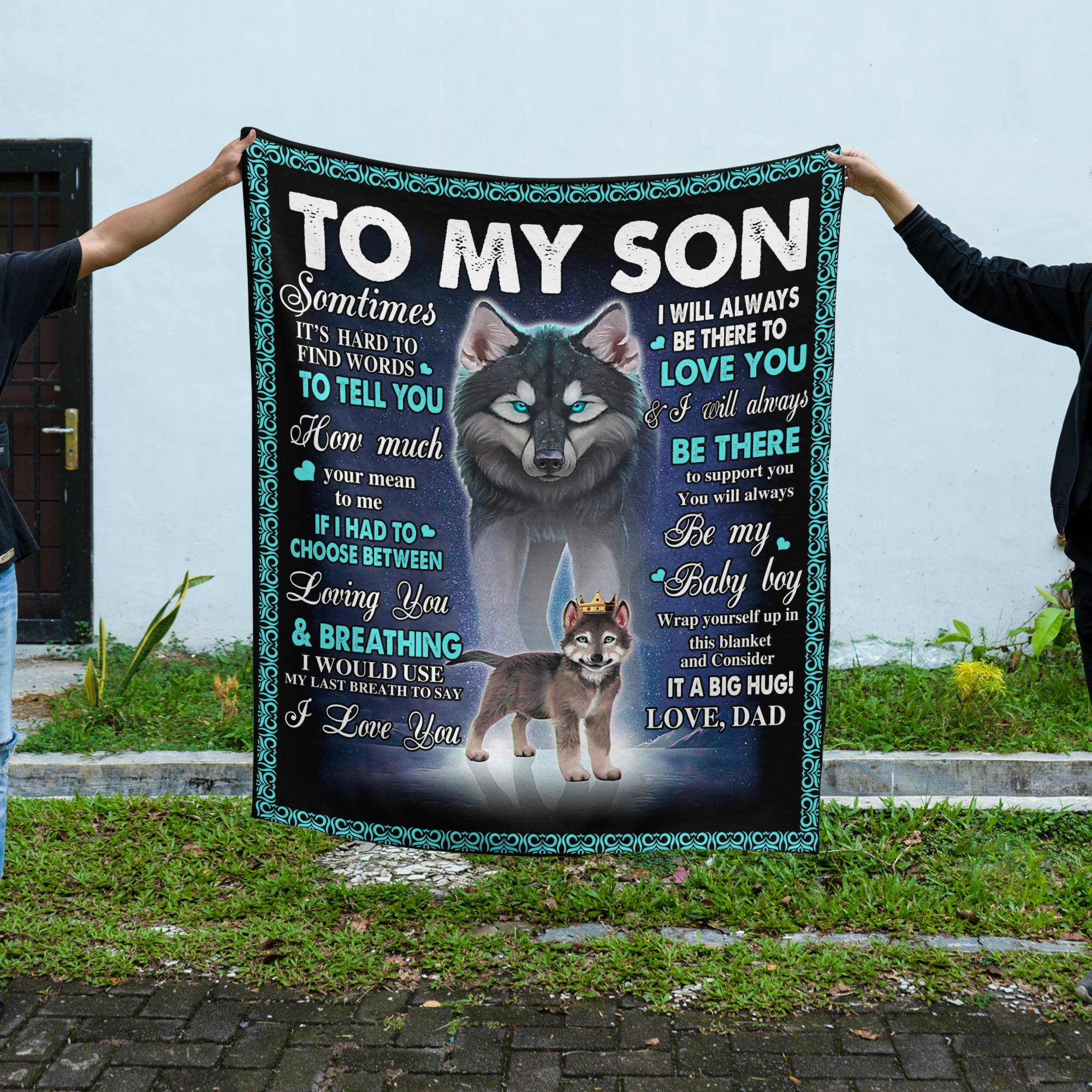 Wolf & Pup Blanket 50x60 | To Son | From Dad