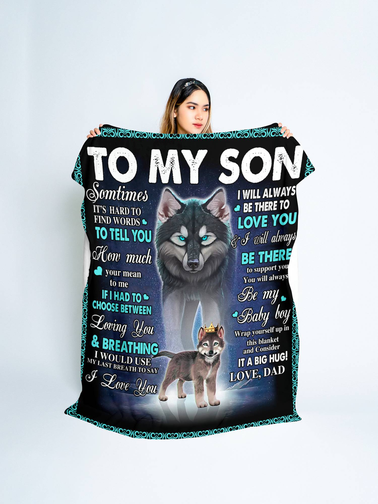 Wolf & Pup Blanket 50x60 | To Son | From Dad