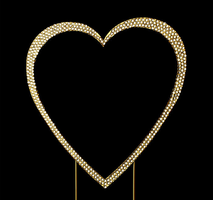 Swarovski Crystal Heart Gold Cake Topper