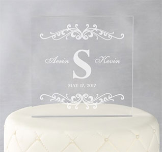 Flourish Border Custom Wedding Cake Topper