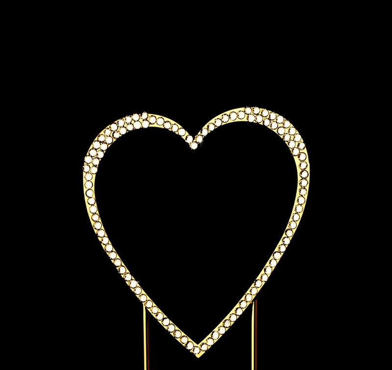 Swarovski Crystal Heart Gold Cake Topper