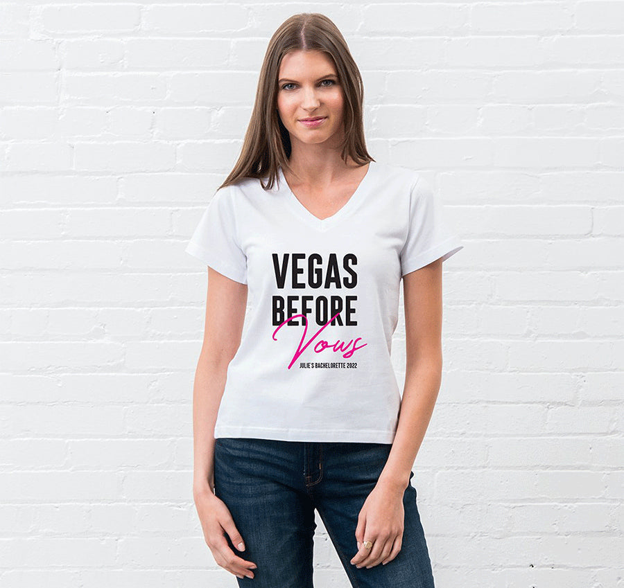 Personalized Bridal Party Wedding T-Shirt - Vegas Before Vows