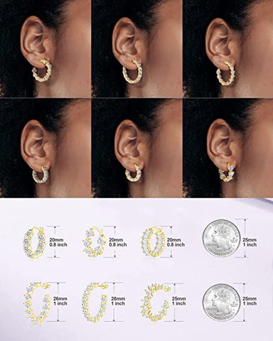 Cubic Zirconia Gold Hoop Earrings Size in compare chart
