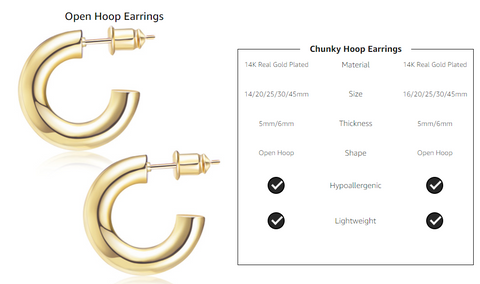 hoop 18k gpld earrings