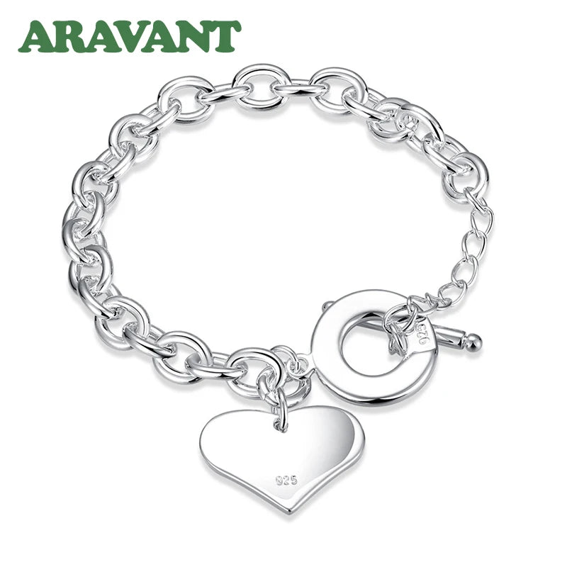Aravant 925 Silver Heart Bracelet Chain, gift for Valentine/ Wedding, Birthday & Anniversary