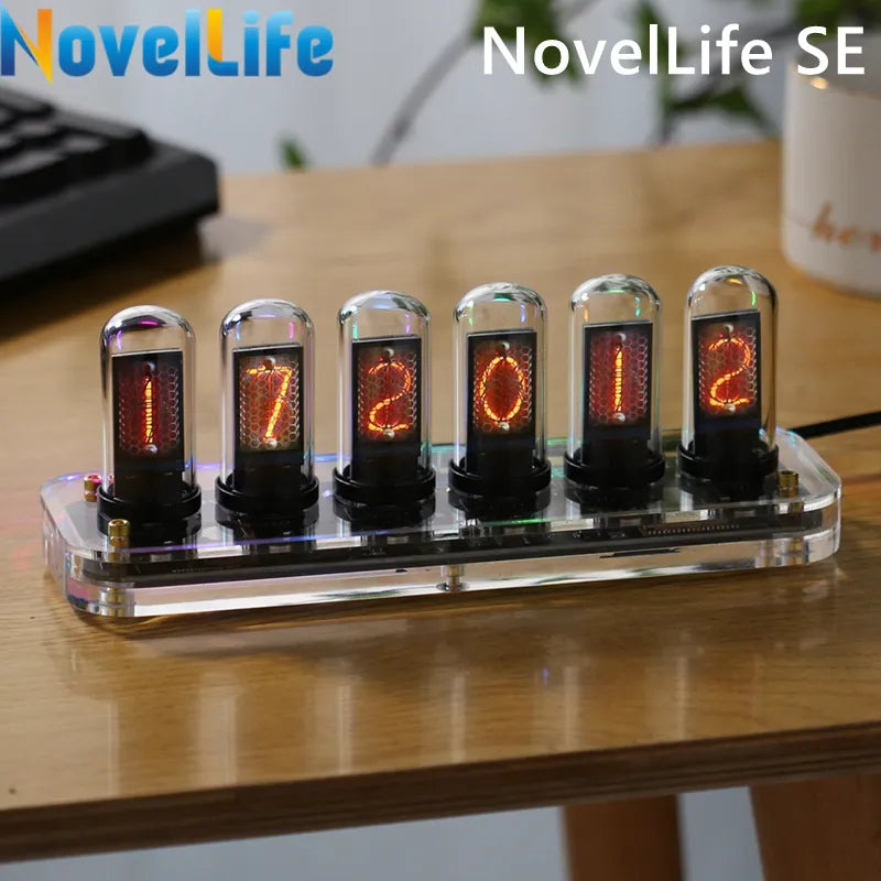 NovelLife Tube Clock, Digital Calendar Stopwatch 6 Bit LCD