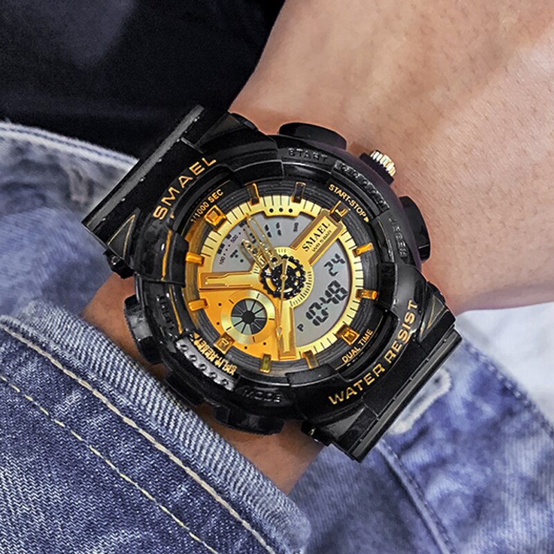 SMAEL Top Brand Men's Watches Luxury LED Sport Waterproof Military Watch Men Casual Digital Chronograph Clock Relogios Masculino