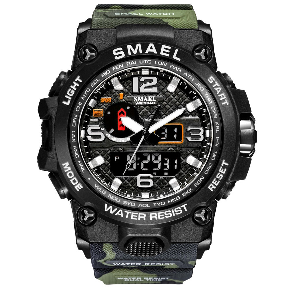 SMAEL Fashion Sport Watch Men Alarm Clock Camouflage Waterproof Week Display Men Watches Digital Watch relogio masculino 1545B