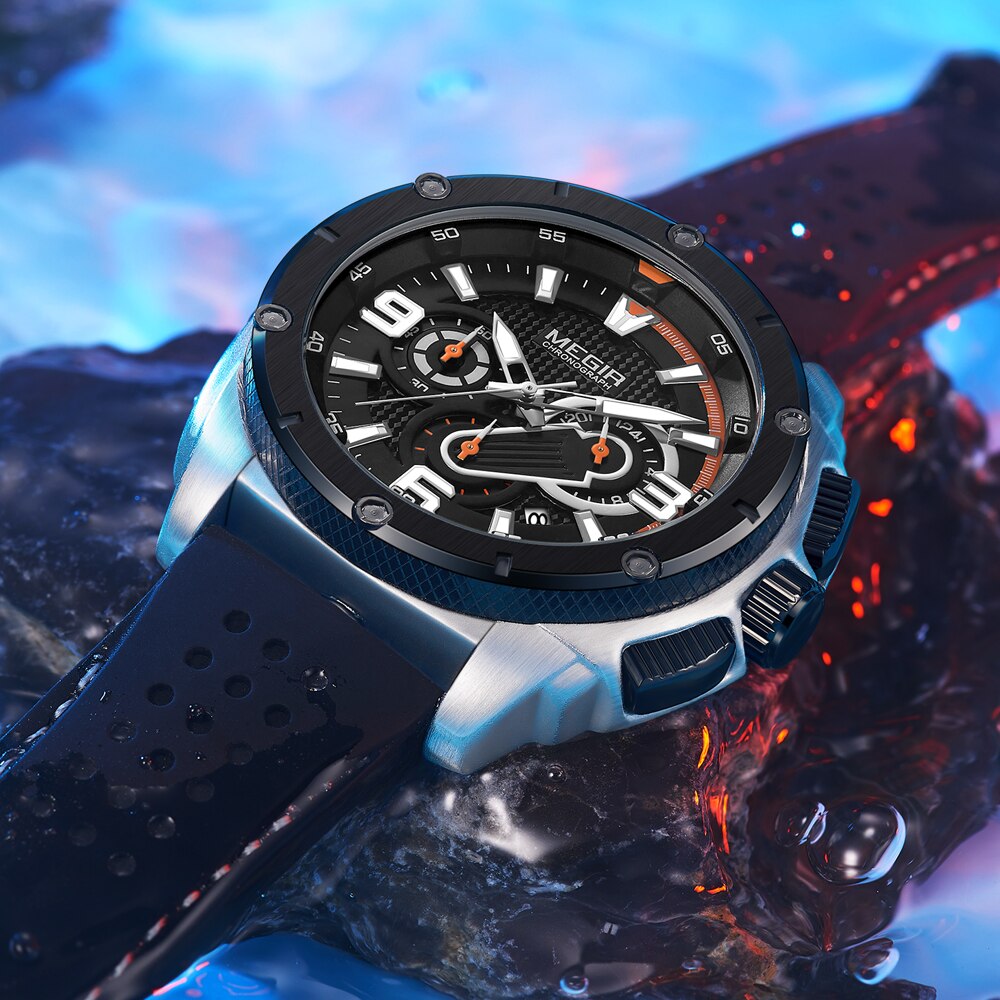 MEGIR Fashion Watch Mens Chronograph Luxury Brand Sport Quartz Watch Men Military Waterproof Analog Wristwatch Relogio Masculino