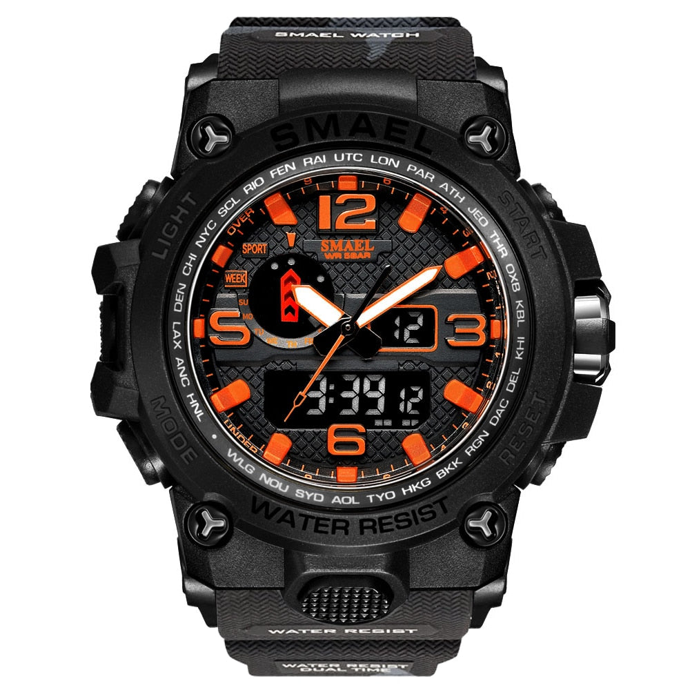 SMAEL Fashion Sport Watch Men Alarm Clock Camouflage Waterproof Week Display Men Watches Digital Watch relogio masculino 1545B