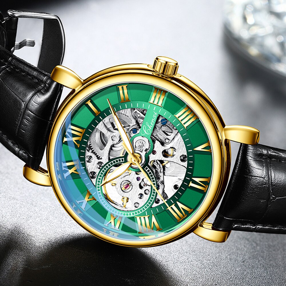 CHENXI Luxury Mens Mechanical Wristwatch Waterproof Automatic Tourbillon Skeleton Watch Men Leather Business Clock Reloj Hombre