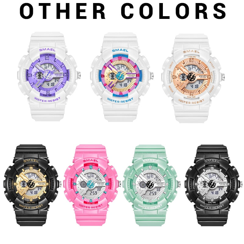 SMAEL Brand Fashion Women Digital Watch Sport Waterproof Multifunction Wristwatch Ladies Watches Female Clock relogio feminino