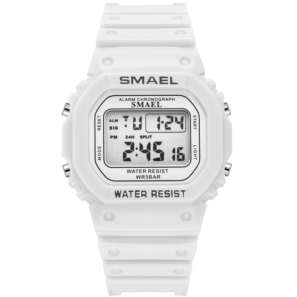 SMAEL Teenager Fashion Digital Watch Women Waterproof Backlight Multifunction Student WristWatch Student Dial LED Ladies Watches