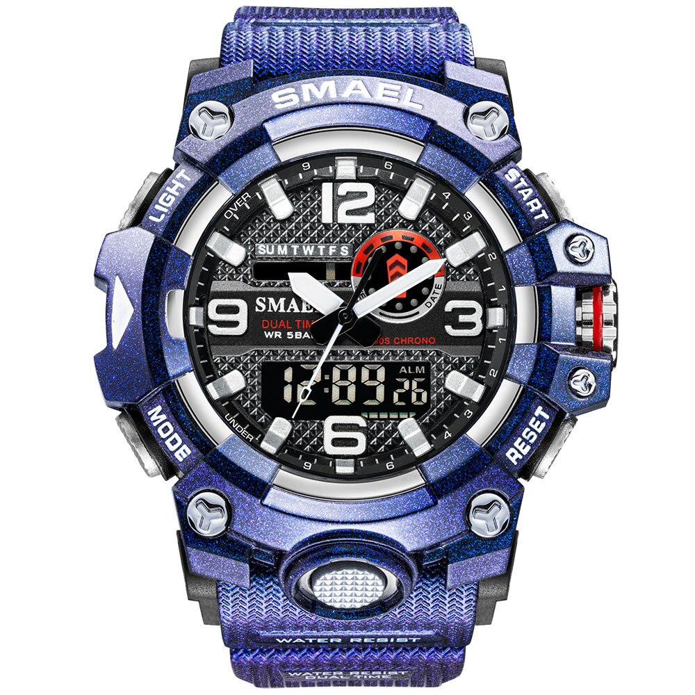 SMAEL Mens Sports Watches Waterproof Military LED Digital Quartz Watch Men Electronic Wristwatch Fashion Student Alarm Stopwatch