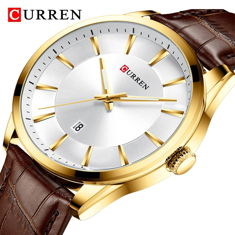 CURREN Top Brand Luxury Watch Fashion Business Leather Casual Waterproof Watches Male Clock Analog Quartz Wrist Watch