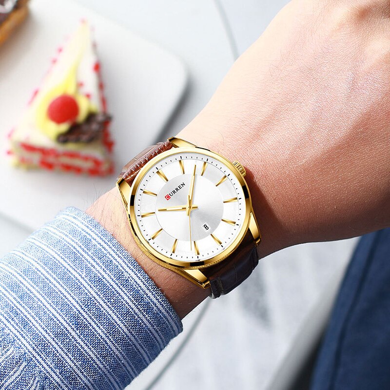 CURREN Top Brand Luxury Watch Fashion Business Leather Casual Waterproof Watches Male Clock Analog Quartz Wrist Watch