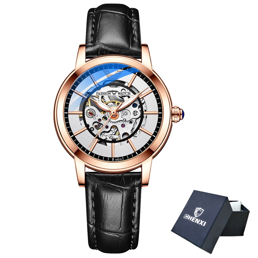 CHENXI Fashion Women Mechanical Watch Top Brand Luxury Waterproof Luminous Date Clock Ladies Automatic Quartz Wristwatches