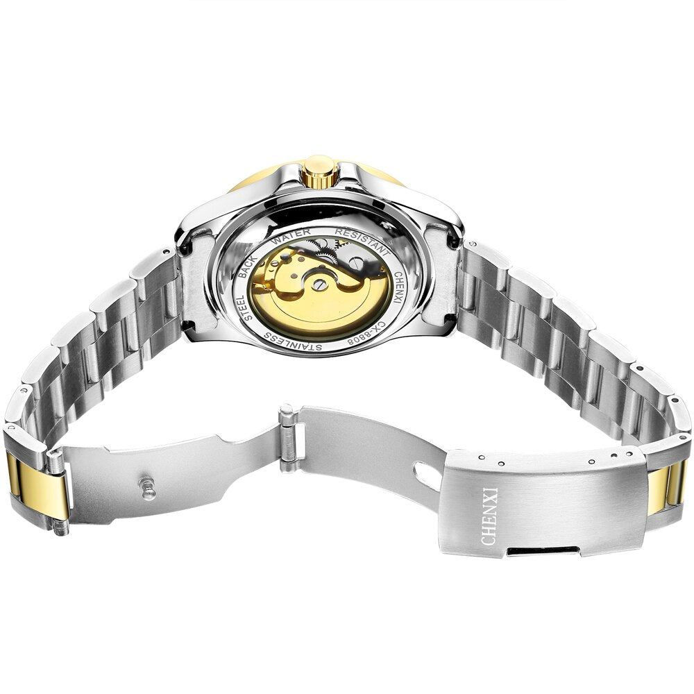 CHENXI Fashion Watch Men Luxury Brand Automatic Wind Mechanical Cutout Wristwatch Waterproof Full Steel Business Mens Watches