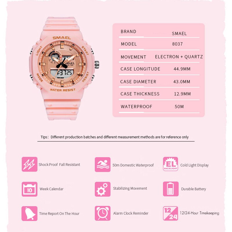 SMAEL Fashion Women Digital Watch Top Luxury Brands Sports Ladies Watches LED Quartz Small Dial Wrist Watch Relogio Feminino