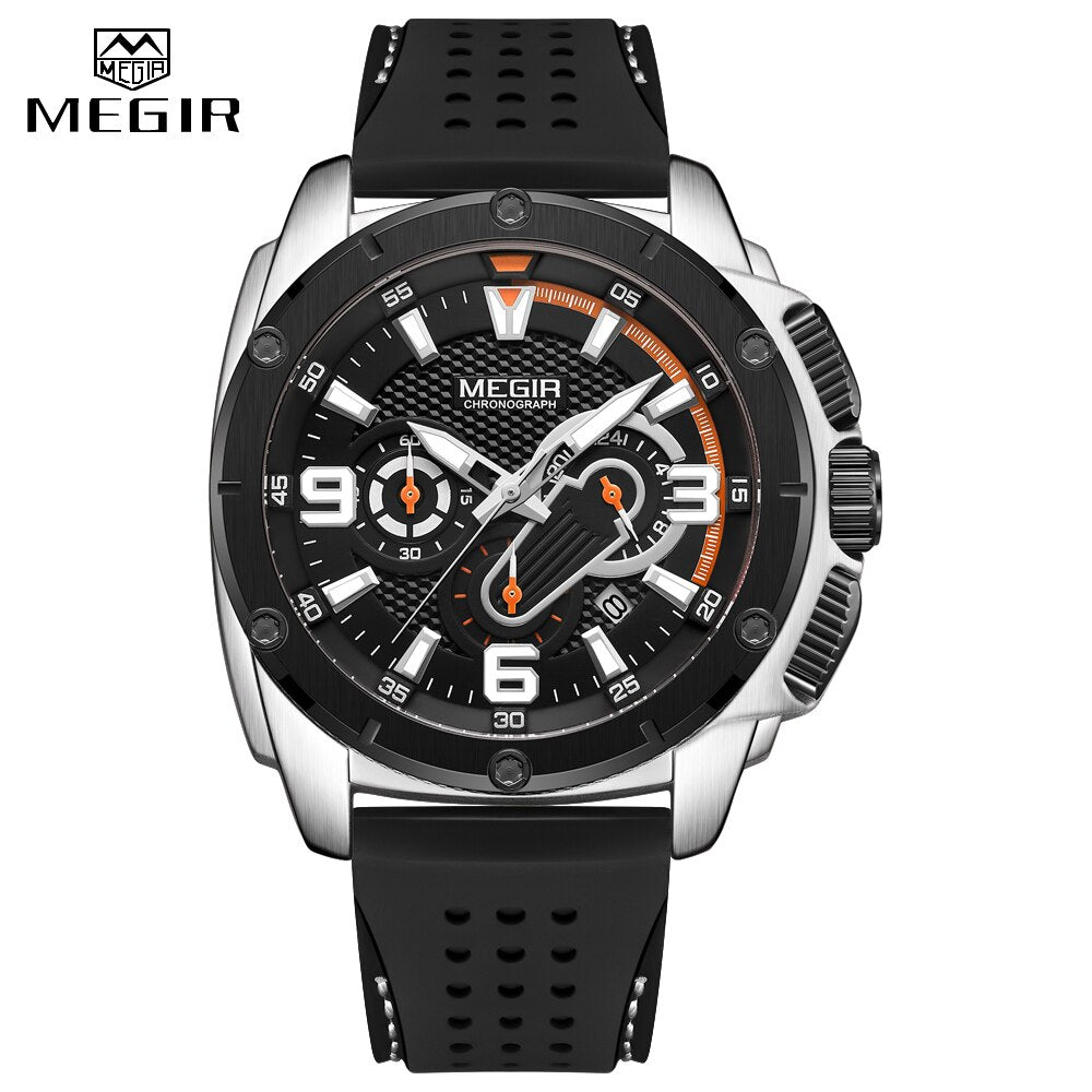 MEGIR Fashion Watch Mens Chronograph Luxury Brand Sport Quartz Watch Men Military Waterproof Analog Wristwatch Relogio Masculino