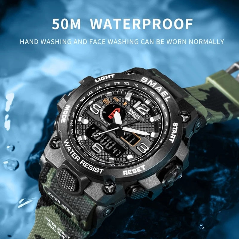 SMAEL Fashion Sport Watch Men Alarm Clock Camouflage Waterproof Week Display Men Watches Digital Watch relogio masculino 1545B