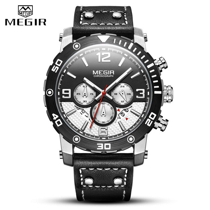 MEGIR New Fashion Blue Men Watch Luxury Brand Chronograph Male Military Sport Waterproof Watch Analog Quartz Relogio Masculino