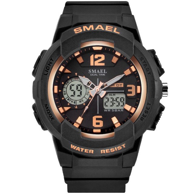 SMAEL Army LED Military Dual Display Wrist Watches Men Golden Digital Sports Watches Men Clock Quartz Watch Relogio Masculino