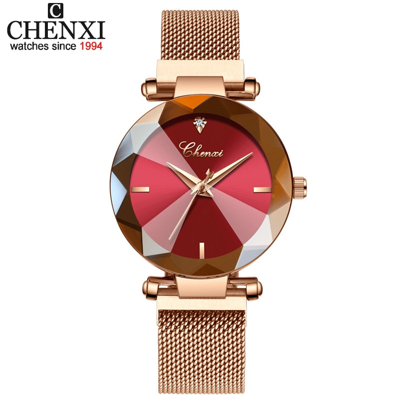 CHENXI Brand Gem Cut Geometry Clock Wristwatches Ladies Luxury Quartz Watches Women Dress Watch Woman Relogio Feminino 4 Color