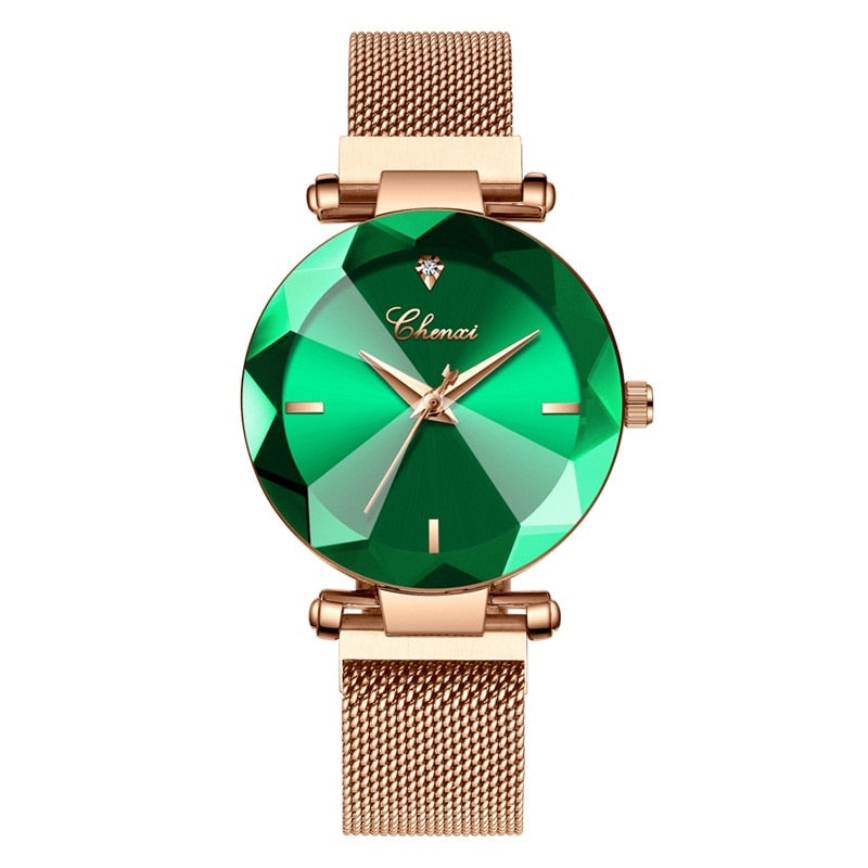 CHENXI Brand Gem Cut Geometry Clock Wristwatches Ladies Luxury Quartz Watches Women Dress Watch Woman Relogio Feminino 4 Color